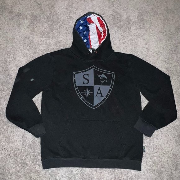 Soul of Adventure Men's Classic Hoodie American Flag Shield Large SA Fishing - Picture 1 of 7